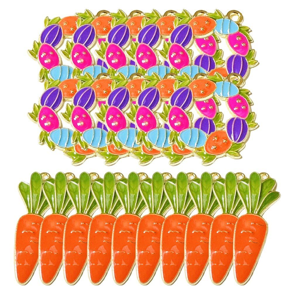 Zawieszki wielkanocne w kształcie marchewki, biżuteria emaliowana, wieniec marchewkowy, wisiorki ze stopu wielkanocnego, do tworzenia naszyjników, bransoletek, kolczyków, DIY, 20 sztuk