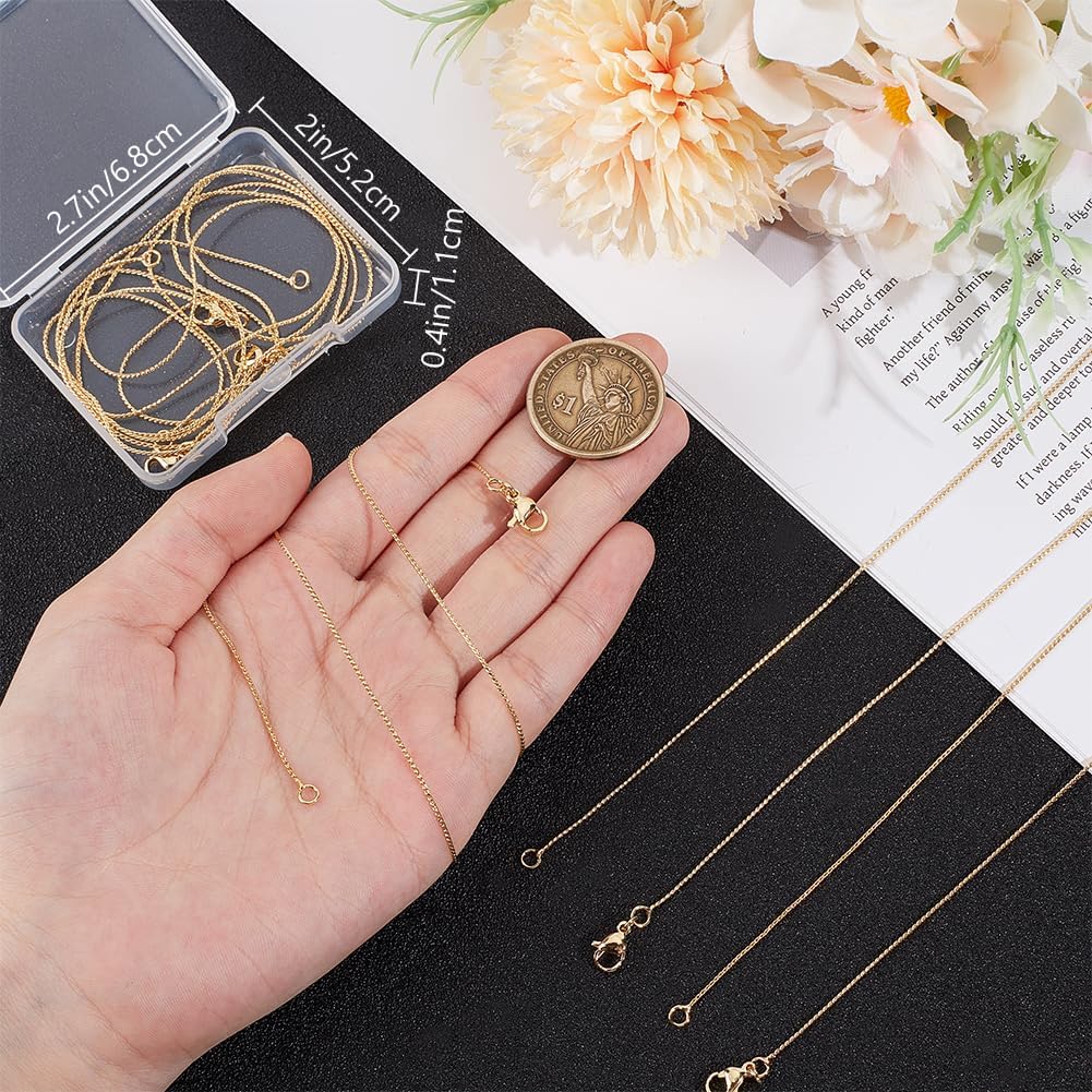 Beebeecraft 1 Box 6Pcs Serpentine Chain for Women 18K Gold Plated Brass Snake Chain Curb Chain Necklace