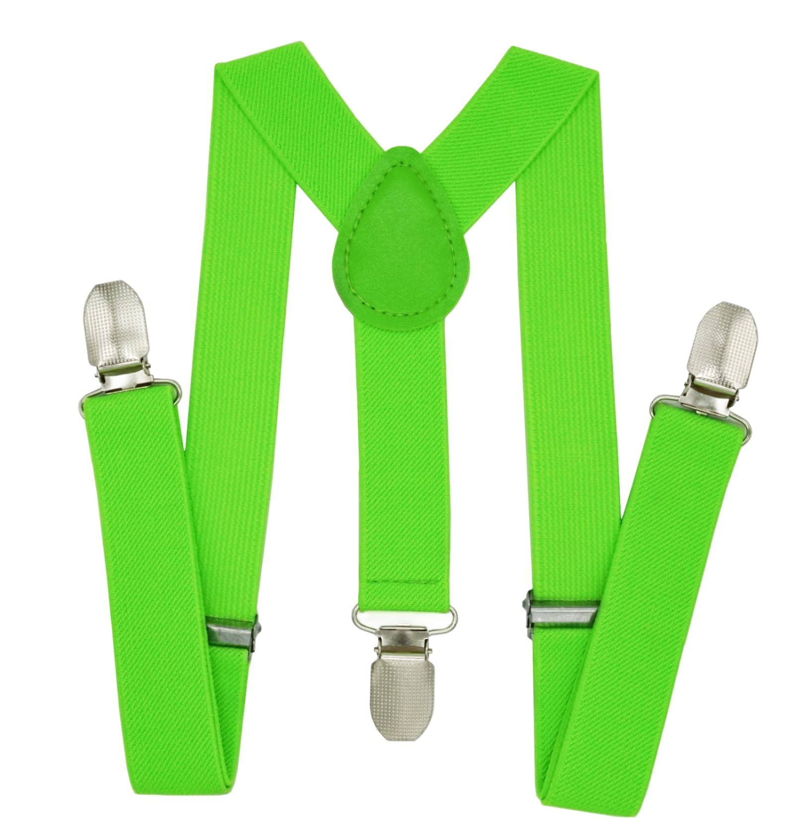 WannGe Child Kids Suspenders - 1" Adjustable Y-Back Suspender for Boys & Girls - Green