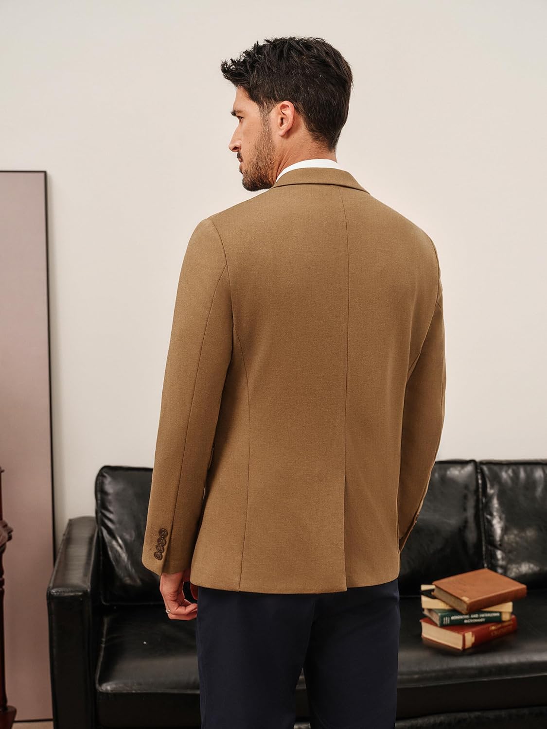 PJ PAUL JONES Men's Casual Knit Sport Coats One Button Slim Fit Blazer Notch Lapel Solid Suit Jacket with Pockets - Image 4