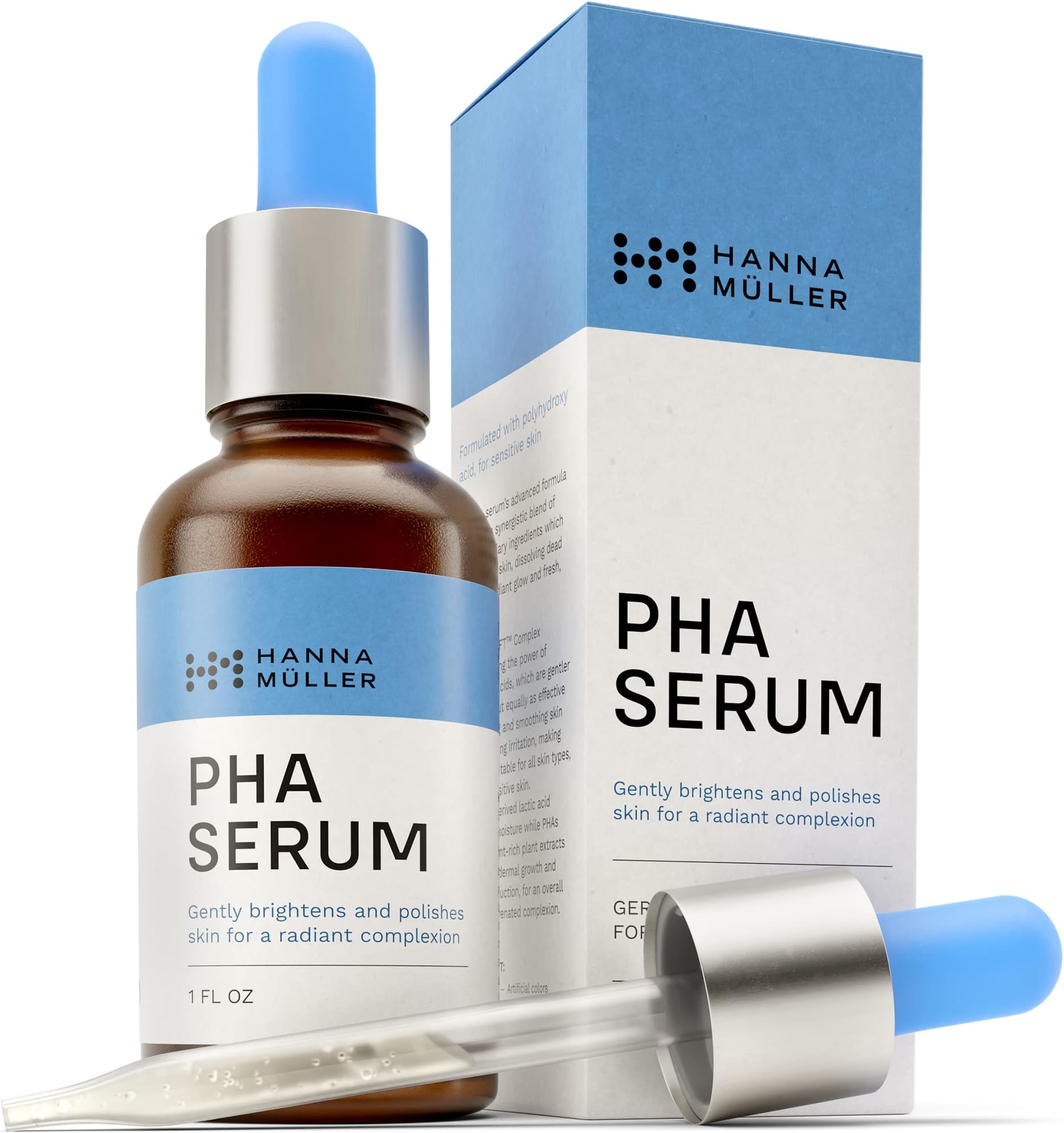 PHA Serum with 2 PHAs & 1 AHA Exfoliating Serum - PHA & AHA Serum for Face, Dark Spot Remover for Face, Facial Skin Care Products, Facial Serum, Smooth, Brighten and Reduce Pigmentation, 1 fl oz