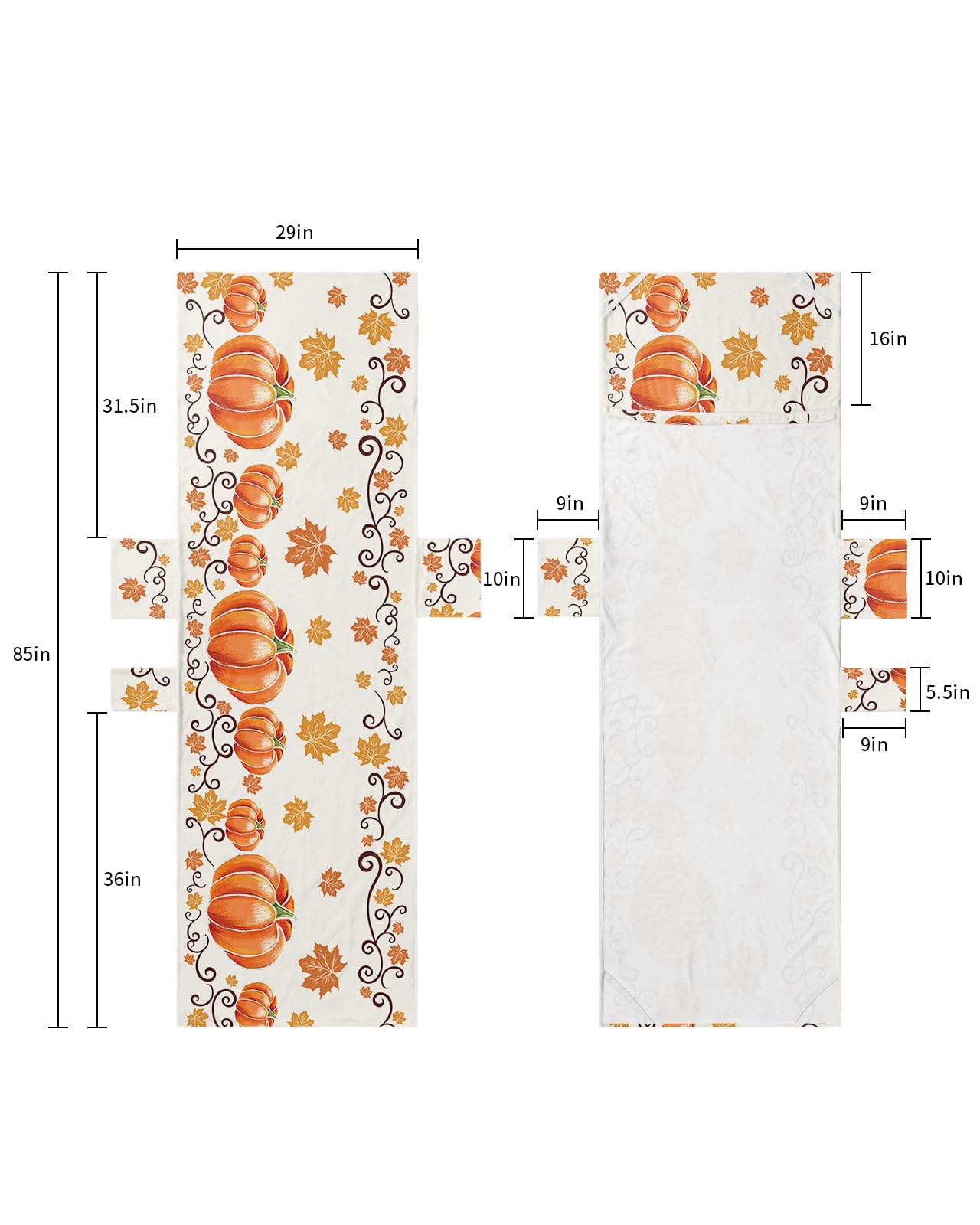 Fall Pumpkin Beach Pool Patio Lounge Chaise Chair Cover Towel with Pockets,Absorbent & Quick Dry Microfiber Towel Cover Bag Summer Travel Accessories for Sunbathing Thanksgiving Maple Leaves Orange