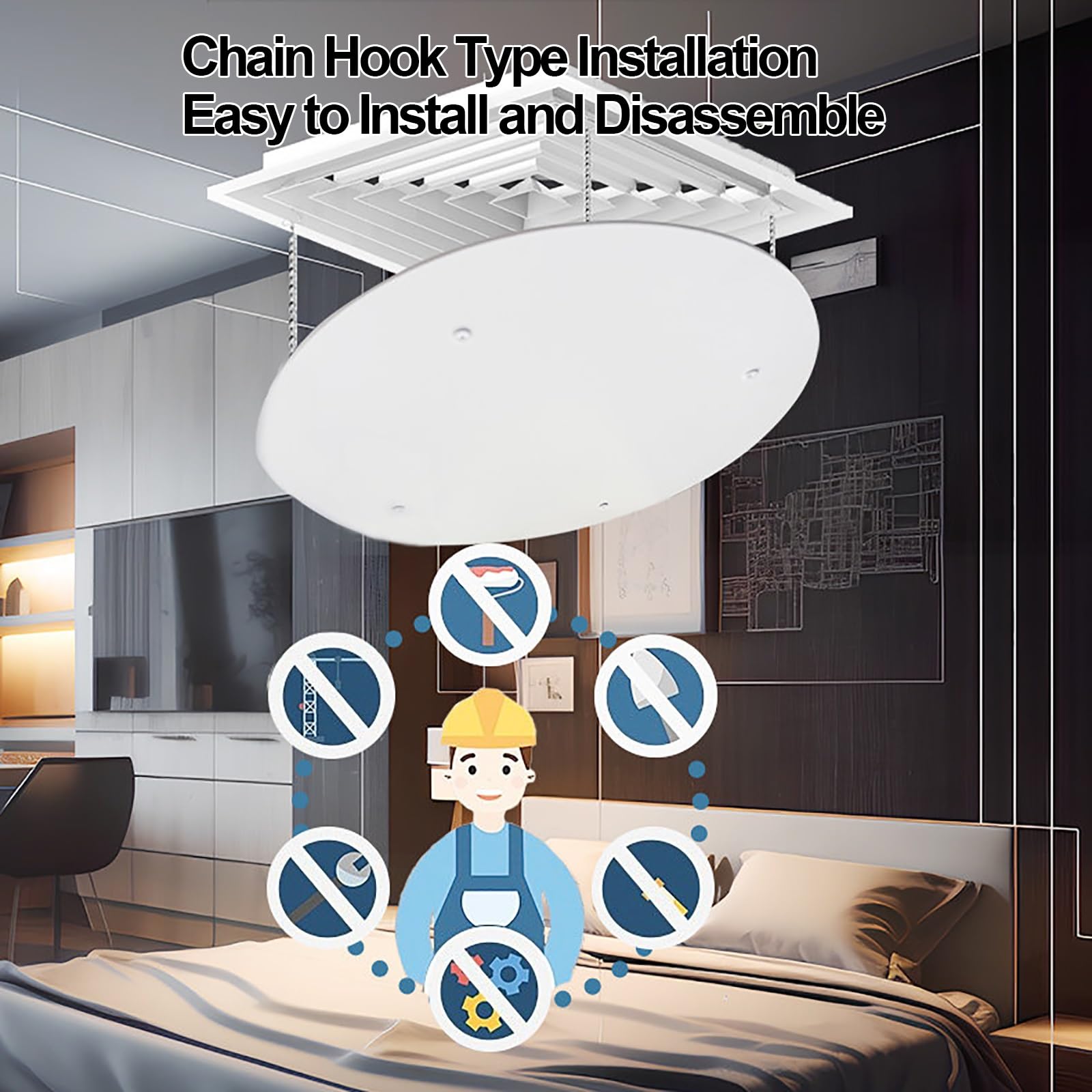 Deflettore Condizionatore Rotondo, Deflettori Aria Condizionata Regolabile per Bocchetta di Ventilazione a Soffitto, Impedisce il Flusso D'aria Diretto(45cm/18in)