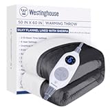 Westinghouse Heated Throw Blanket, Electric Blanket Throw with 6 Heating Levels and 2-10 Hours Time Settings, Flannel to Sherpa Super Cozy Heated Blanket Machine Washable, 50x60 inch, Charcoal