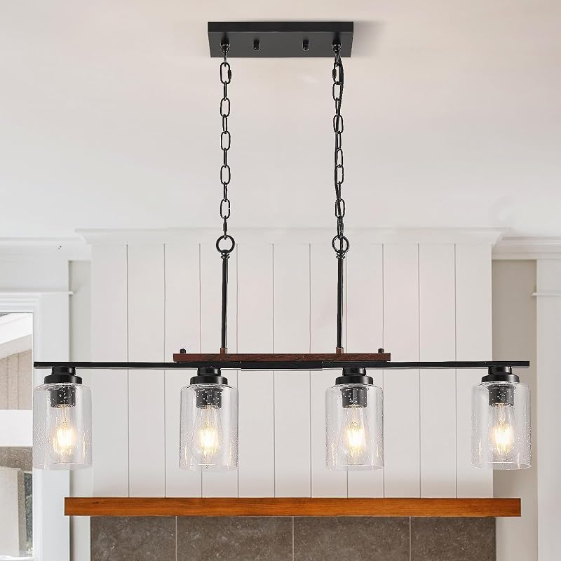 HvKvHvY fekete modern mennyezeti lámpa 4 ágú E27 farmhouse stílusú konyha nappali hálószoba