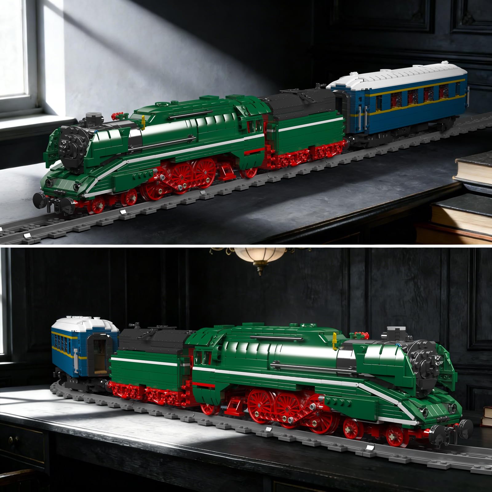 Mould King 12007 Technik Zug Bausteine Modell, 2412 Teile Ferngesteuertes Zug Blockmodell mit Fernbedienung und App Dual Control, Train Eisenbahn Kit als Spielzeug und Geschenk (14 Jahre und älter)