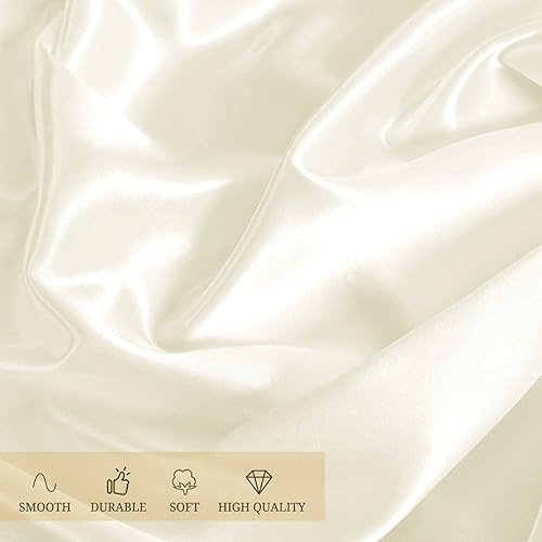 Miniatura 8 de Paquete de 12 manteles de satén marfil, manteles de satén sedoso de 57 x 108 pulgadas, mantel rectangular de seda brillante, manteles de tela suave