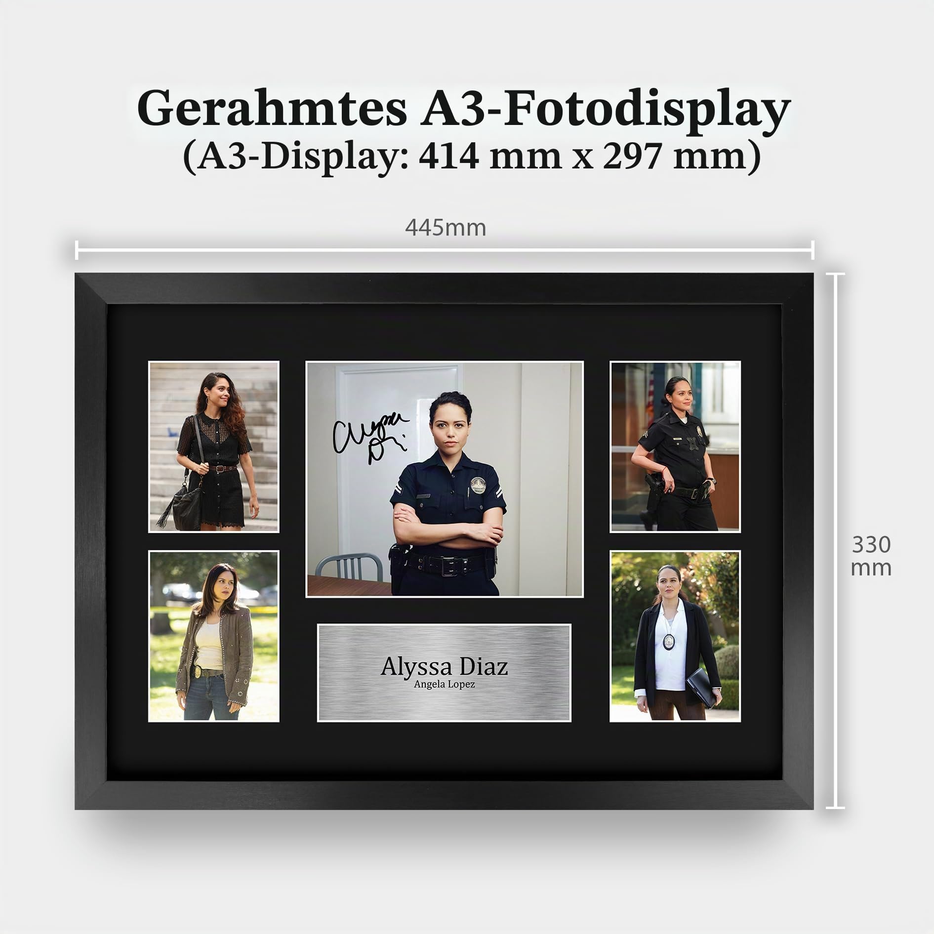 HWC Trading Alyssa Diaz The Rookie Angela Lopez Geschenke Gedrucktes Signiertes Autogramm Foto für Fans von Fernsehshows - A3 Gerahmt