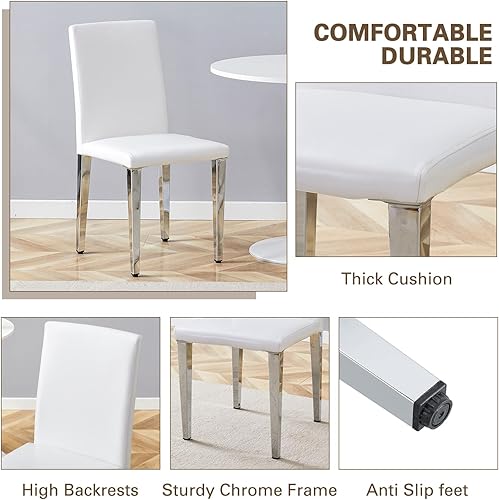 Miniatura 5 de Juego de mesa de comedor de cristal moderno de 71 pulgadas para 6, juego de mesa de comedor de 7 piezas con sillas y mesa de vidrio templado de