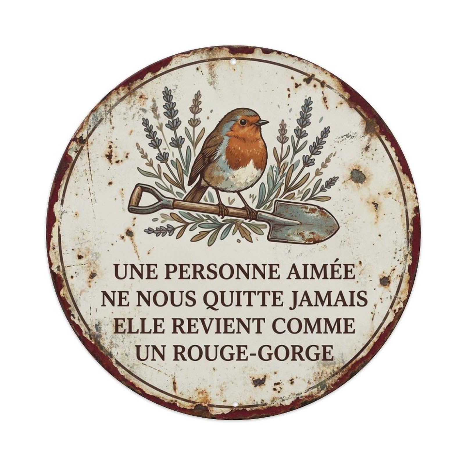 Yrnq Vintage Style Robin Bird Garden Quote Aimee Vintage Metal Tin Sign Plaque Wall Decor For Cafe, Club, Garden Round Metal Poster 8X8inch