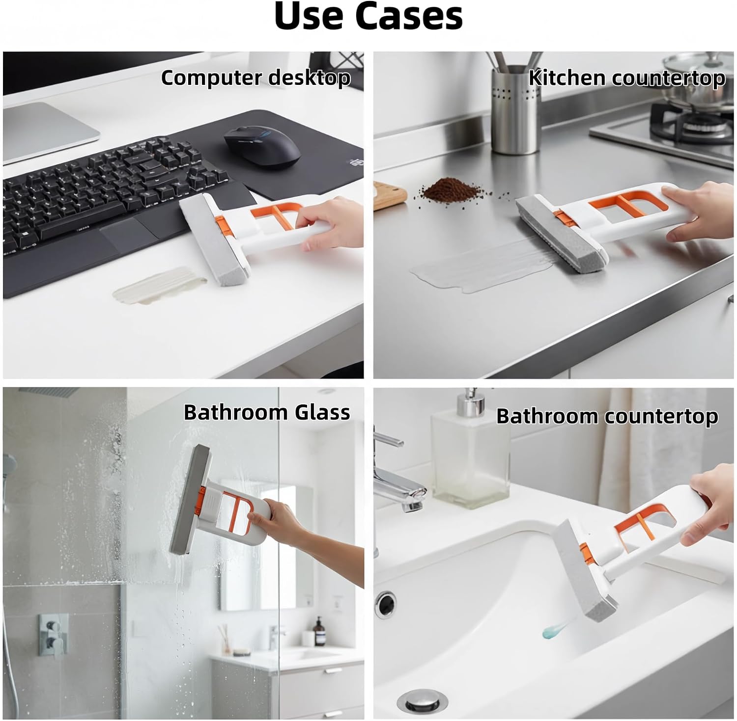 Mini Foldable Desktop Mop – Portable Self-Squeeze Sponge Cleaning Tool with Self Wringing Design, Collapsible Handheld Mop with Refill Sponges for Kitchen Counter, Bathroom & Small Spaces, Car Use
