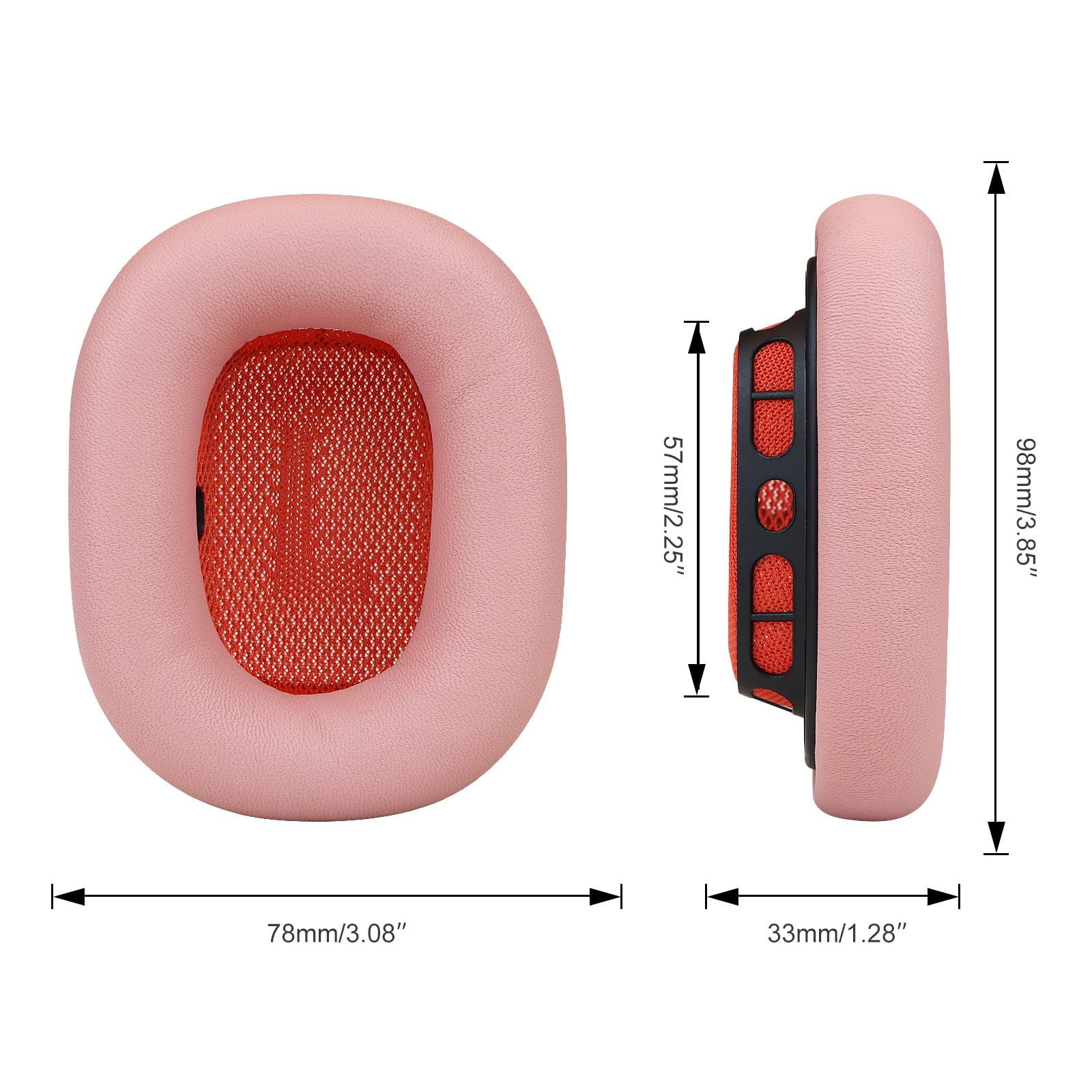 Lammfell-Ohrpolster für Apple AirPods Max Kopfhörer, Ersatz-Ohrpolster, schweißfest, einfach zu installieren, mit Magnet, Schaffell und Memory-Schaum (Rosa)