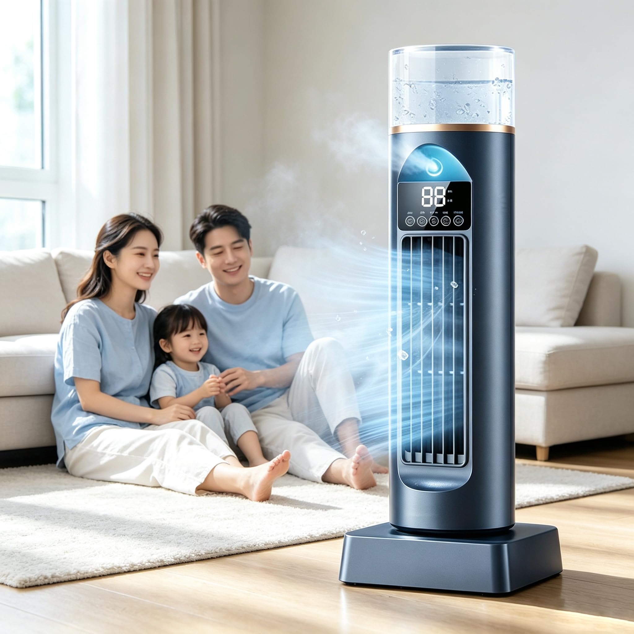 Aire acondicionado portátil - Unidad de refrigeración silenciosa 2026, clase A de eficiencia energética, no necesita escape, potente ventilación para uso doméstico y de oficina, compacto y fácil de