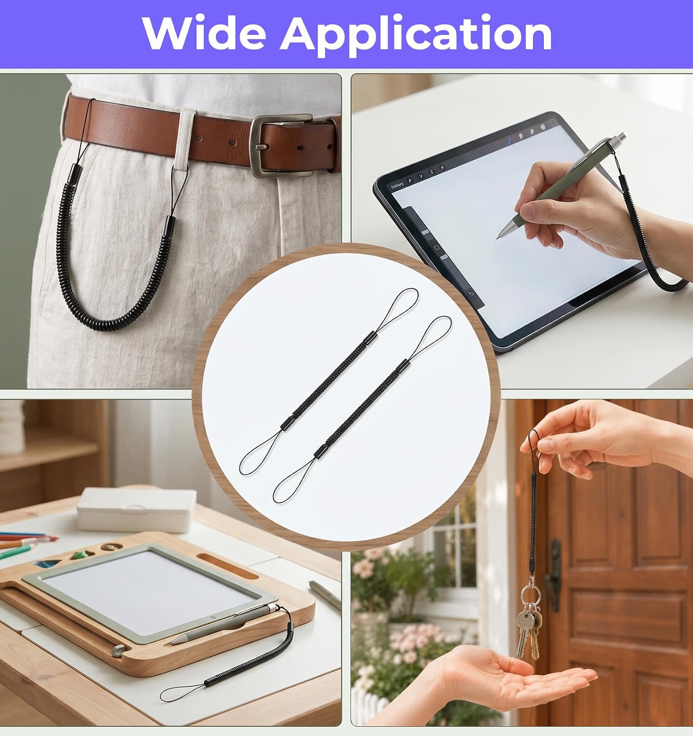 25 Pcs Pen Leash for Clipboard, Retractable Coil Pen Lanyard Anti-Lost