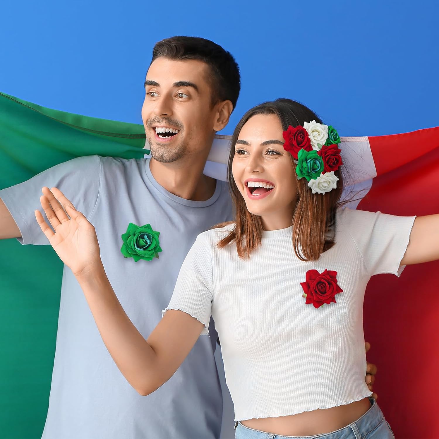 7 Pcs Mexican Hair Accessories for Women Independence Day Rose Flower Brooch Clip Mexican Flag 16th September Flower Hair Accessories for Traditional Girls Independencia De Mexico - Image 5