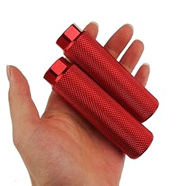 Zelerdo 2 Pairs Aluminum Alloy Bike Pegs for Mountain Bike Cycling Rear Stunt Pegs Fit 3/8 inch Axles (Pure Blue and Red, 100x28 mm)