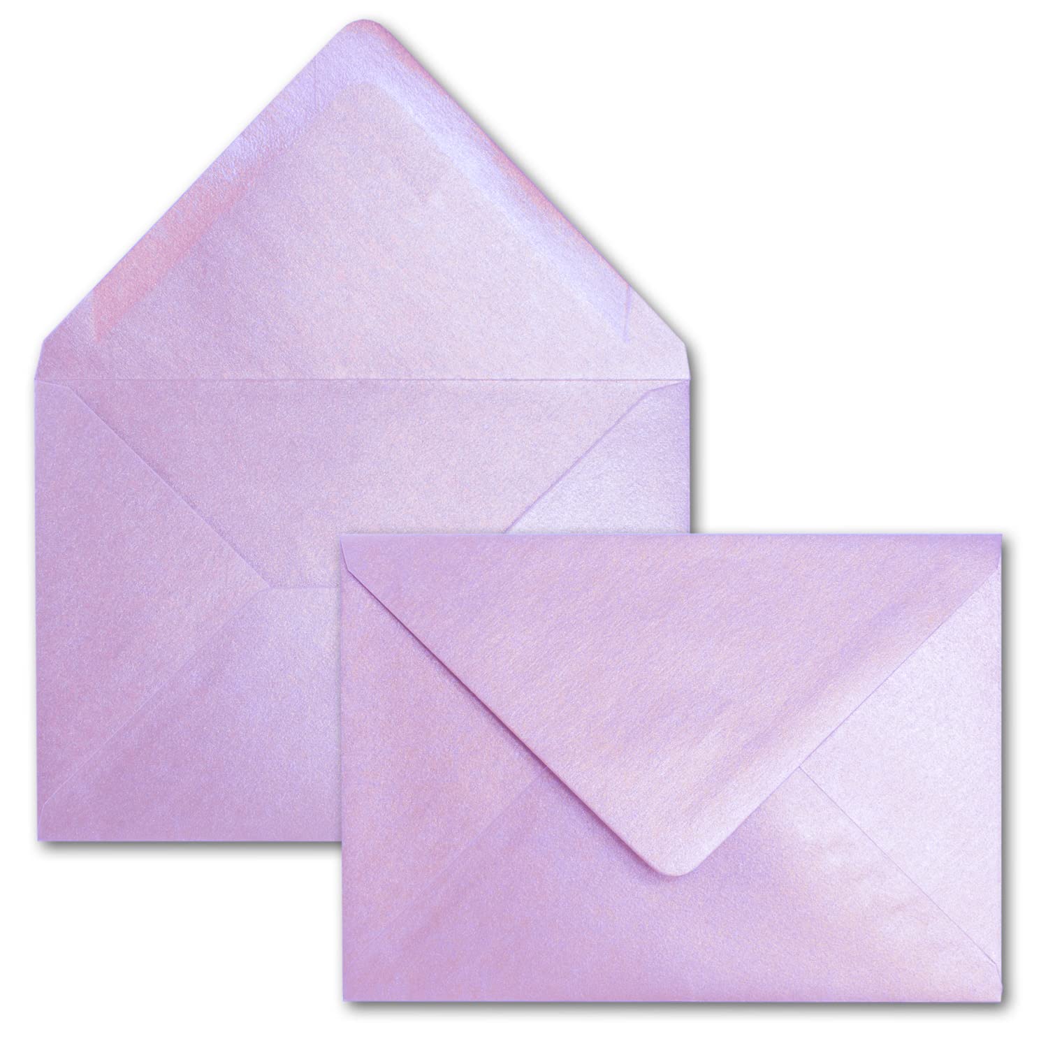 50 sobres DIN C6, color morado con efecto metálico, 114 x 162 mm, 90 g/m², revestidos por ambos lados con efecto nácar, adhesivo húmedo, para invitaciones, cumpleaños, bautizos