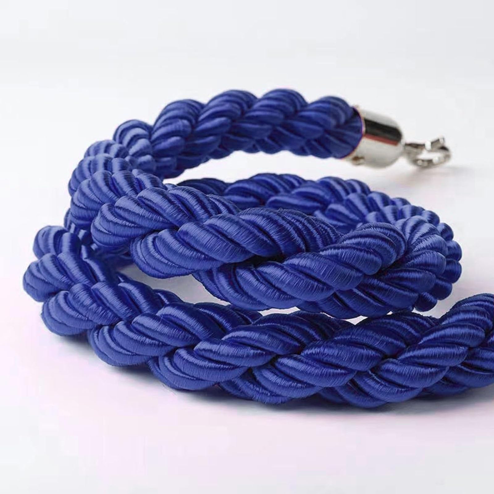 Barrier Rope, Blue Queue Barrier Ropes, Twisted Braided Hemp Rope(Silver Hook,2.5m/8.2ft)