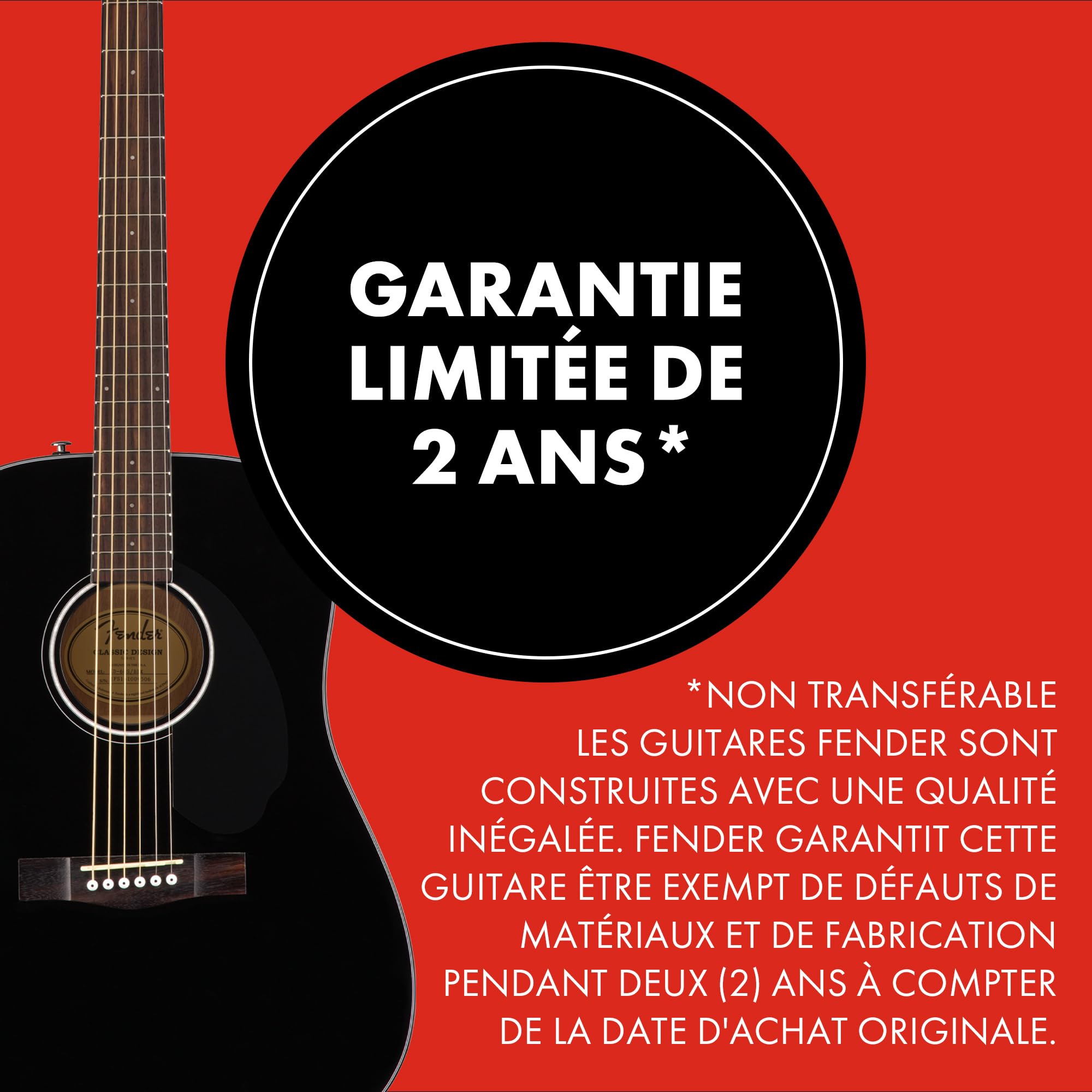 Fender CD-60S Dreadnought Guitare Acoustique, Touche en Noyer, Noir, Inclus des Cours Virtuels Gratuits sur Fender Play