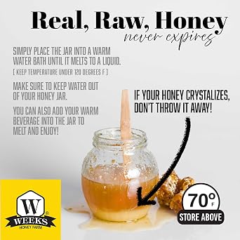 Weeks Honey Farm Wildflower Honey - Pure, Raw, Unfiltered, Gluten Free, Kosher, and Rich in Nutrients and Beneficial Enzymes. (32 oz)