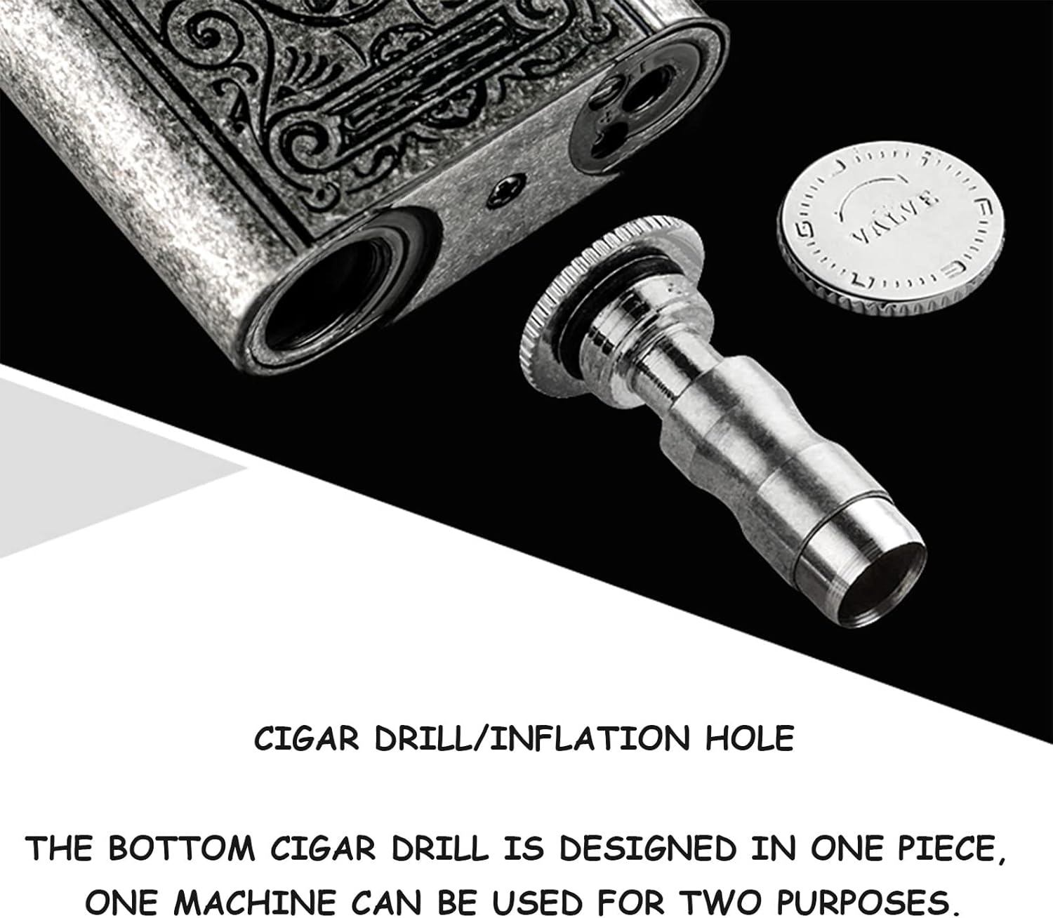 Blue Flame Torch Lighter Refillable Windproof Jet Cigar Lighters Vintage Engraving Pattern Retro Bronze with Flint Lighter Gift Set