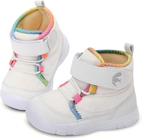 Miniatura 2 de FEETCITY Botines de bebé para niñas y niños, zapatos para primeros pasos, pantuflas para bebés, acogedores botines de forro polar para recién
