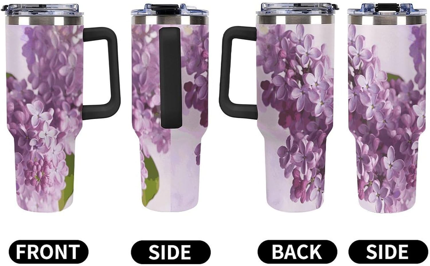 40 Oz Tumbler with Straw And Lid Lilac Flowers Insulated Travel Coffee Mug Stainless Steel Water Bottle Vacuum Insulated Tumblers for Sport Work Car Travel Weekends