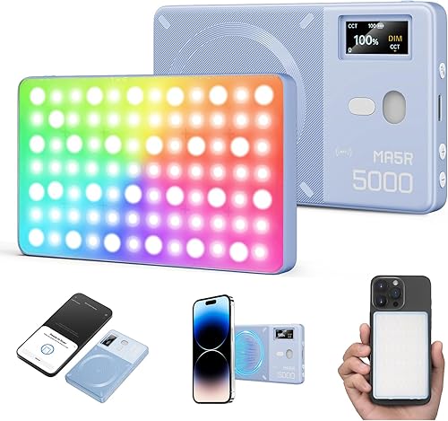 Miniatura 12 de GODOX MA5R - Luz de relleno LED con difusor suave, carga magnética, iluminación para selfies, mini luces de cámara 1800K-10000K, 14 modos FX para