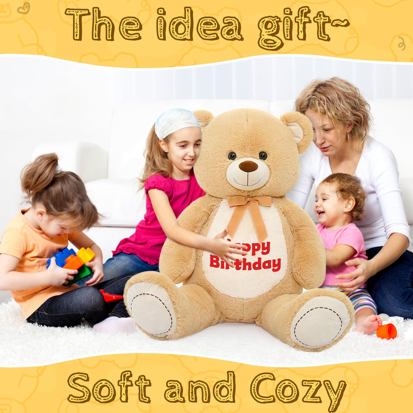 MorisMos Riesen Teddy 140 Cm – Weicher Kuschelbär XXL In Grau, Geschenk Für Kinder, Frauen & Freundinnen