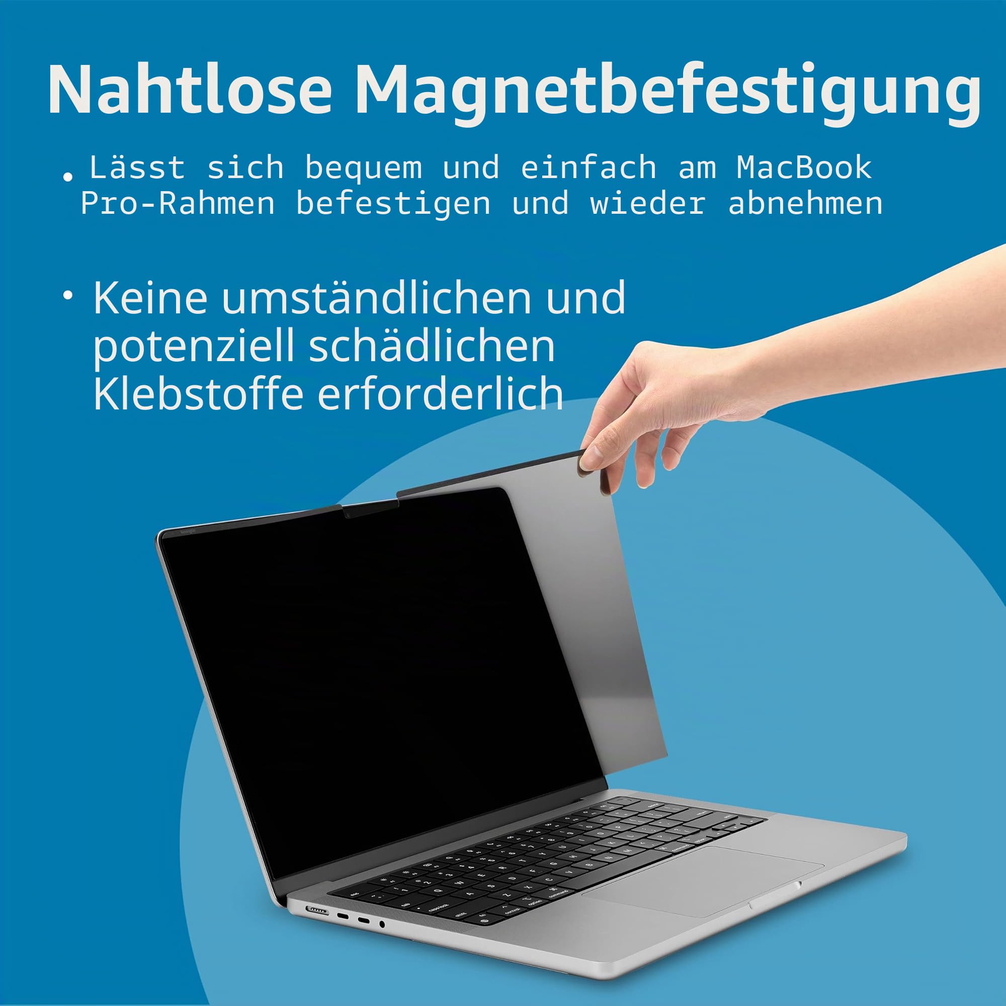 Kensington, MP14, magnetischer Sichtschutz für MacBook Pro, passend für 14 Zoll (35,6 cm) (2021–2024, M1, M2, M3, M4, Pro, Max), Abnehmbarer Laptop-Sichtschutz, blendfrei, Blaulichtfilter,