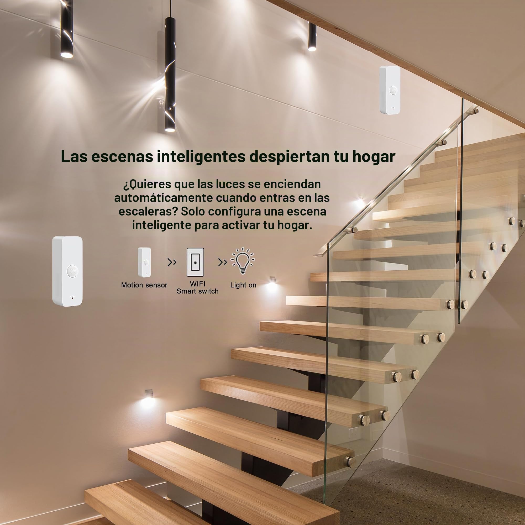 Sensor de Movimiento WiFi, Sensor de Movimiento Inteligente, Sensor de Presencia, Funciona con Alexa App, Dispositivos Echo (4 Pack), COM-P01