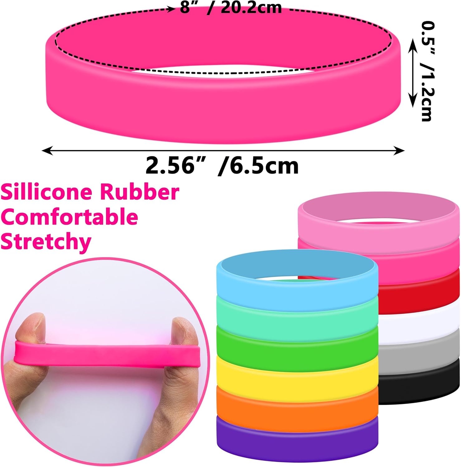 Lesnala 24Pcs Silicone bracelet 12 Colors Solid color rubber wristbands Colored Stretch wristbands for events Men Women Teen Games Teams Party Favors - Image 6