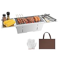 Uten Griglia a Carbone portatile e Pieghevole in Acciaio Inox con Borsa per il Trasporto e Guanti