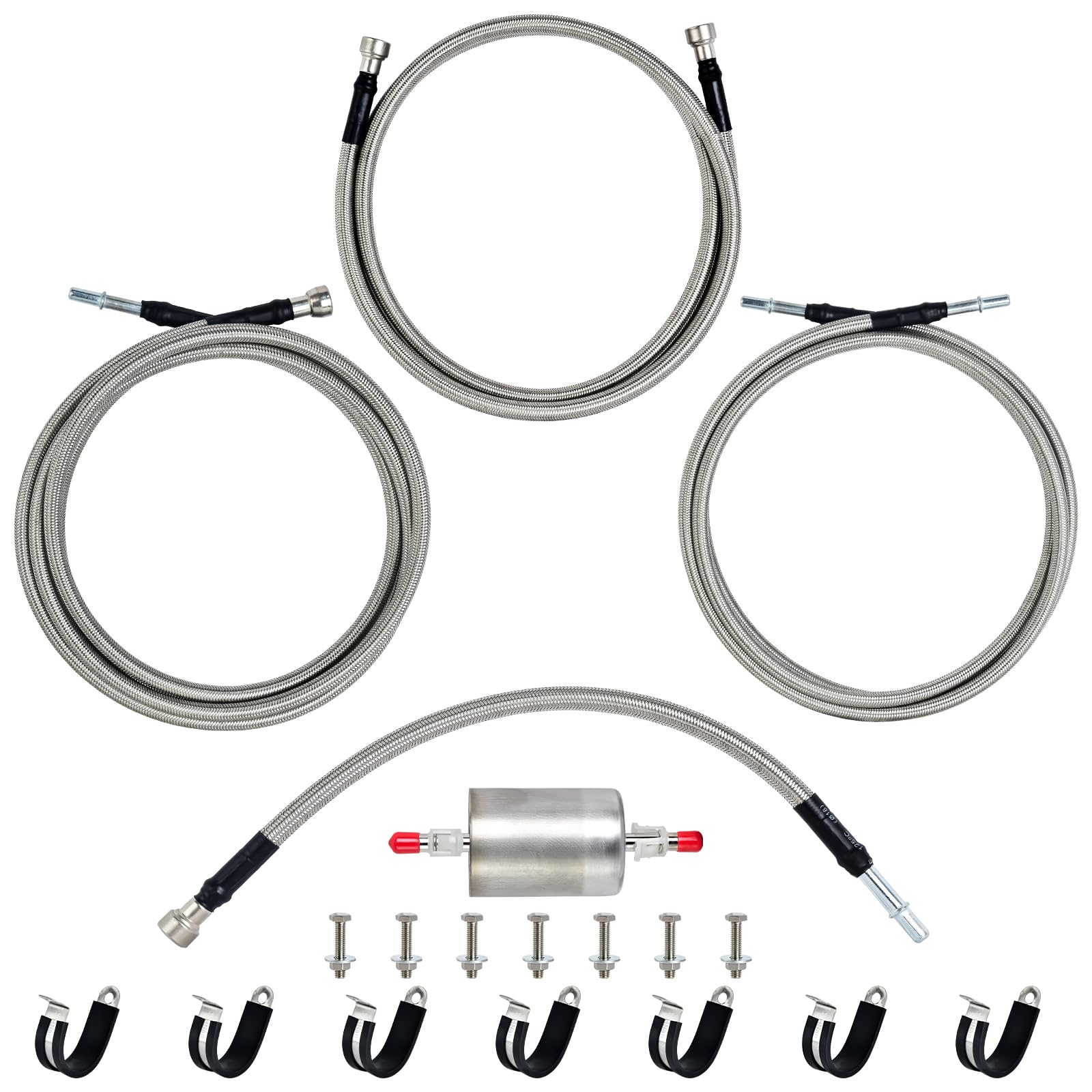 MuHize 819-840 Fuel Lines Kit, Upgraded Stainless Steel Braided Fuel Hose Quick Repair for Chevrolet Silverado & GMC 1999-2003 Models, Flexible OE 15043857, 15765803 Durable and Easy to Install