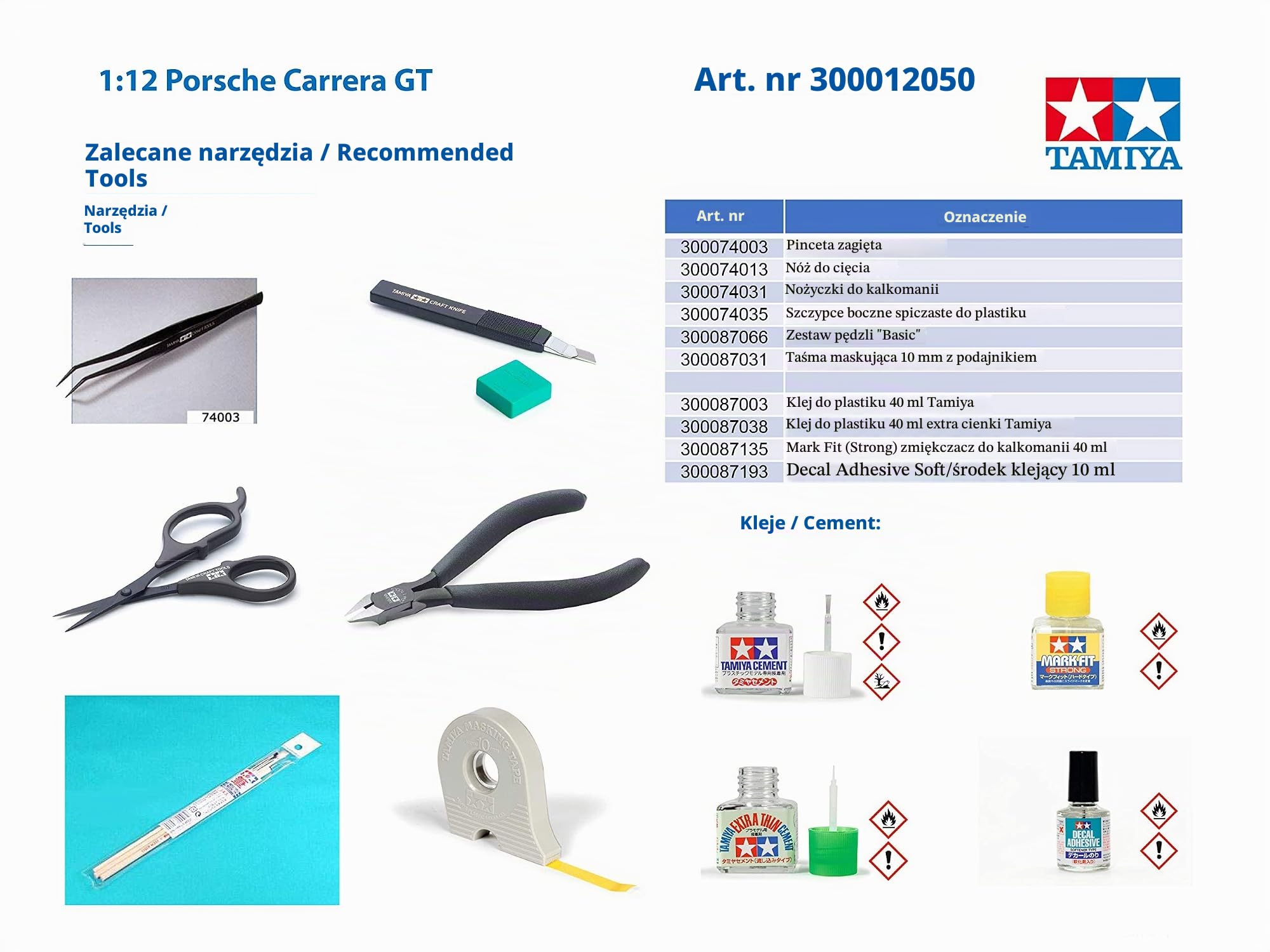 TAMIYA 300012050-1:12 Porsche Carrera GT, średni