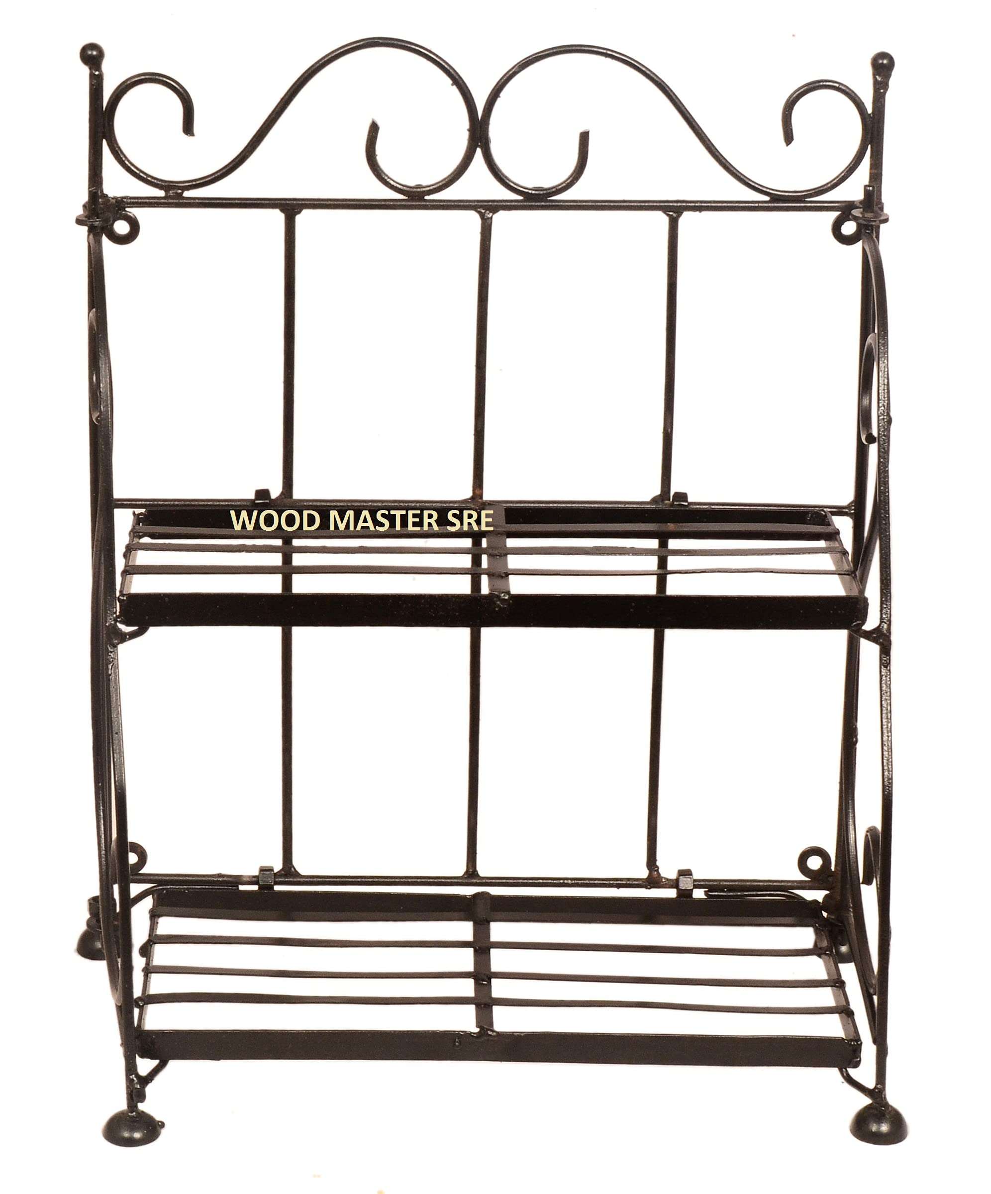WOOD MASTER SRE 2-Tier Space Saving Foldable Iron Spice Shelf Rack Kitchen Organizer