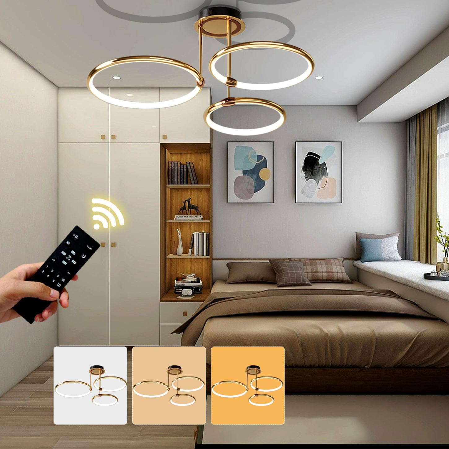 WJYCYN LED Deckenleuchte 100cm - Dimmbare Moderna Deckenlampe Mit Fernbedienung