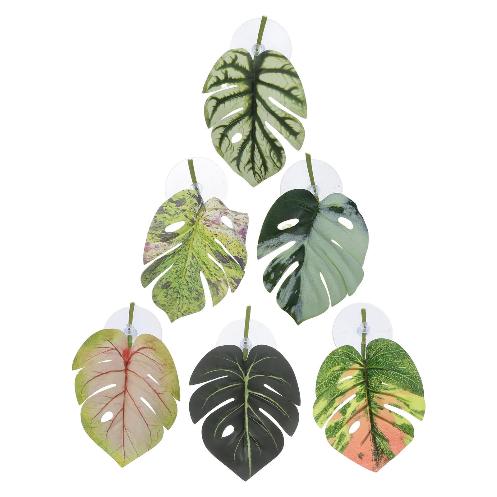 Plataformas de Descanso para Reptiles y Tortugas 6 Piezas de Hojas Artificiales con Ventosas, Decoración Realista para Terrarios, Accesorios para Acuarios de Tortugas,