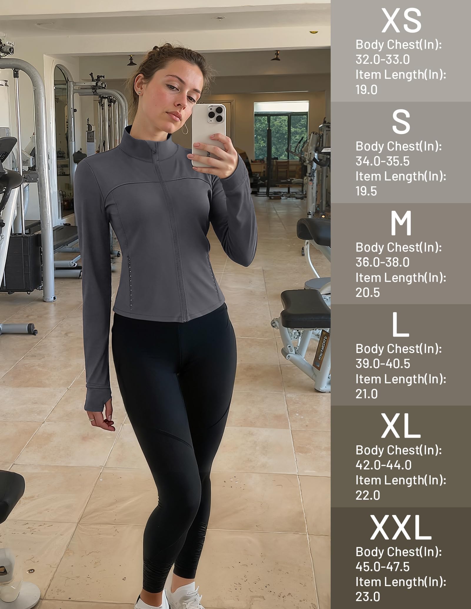 MIER Giacche da allenamento da donna, con zip intera, vestibilità aderente, leggera, atletica, corsa, palestra, fori per i pollici e tasche