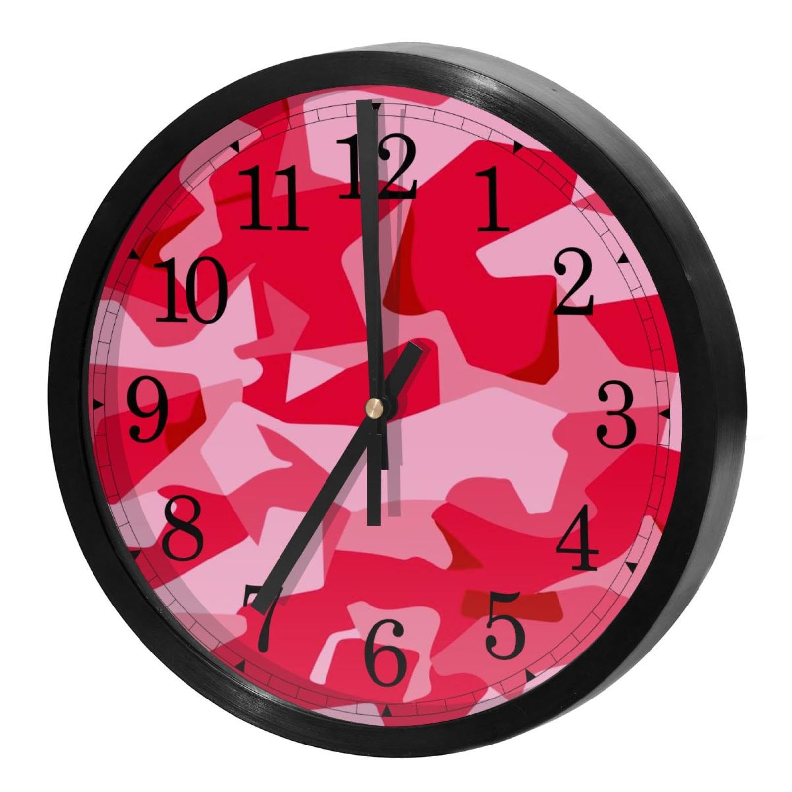 Horloge murale rose camouflage pour cuisine et salon