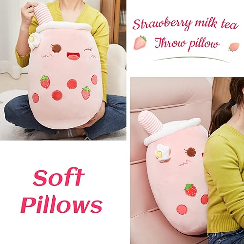Miniatura 10 de Athoinsu Almohada de taza de té de burbujas iluminada, peluche Kawaii grande de 15 pulgadas con luces LED, almohadas brillantes lindas y esponjosas