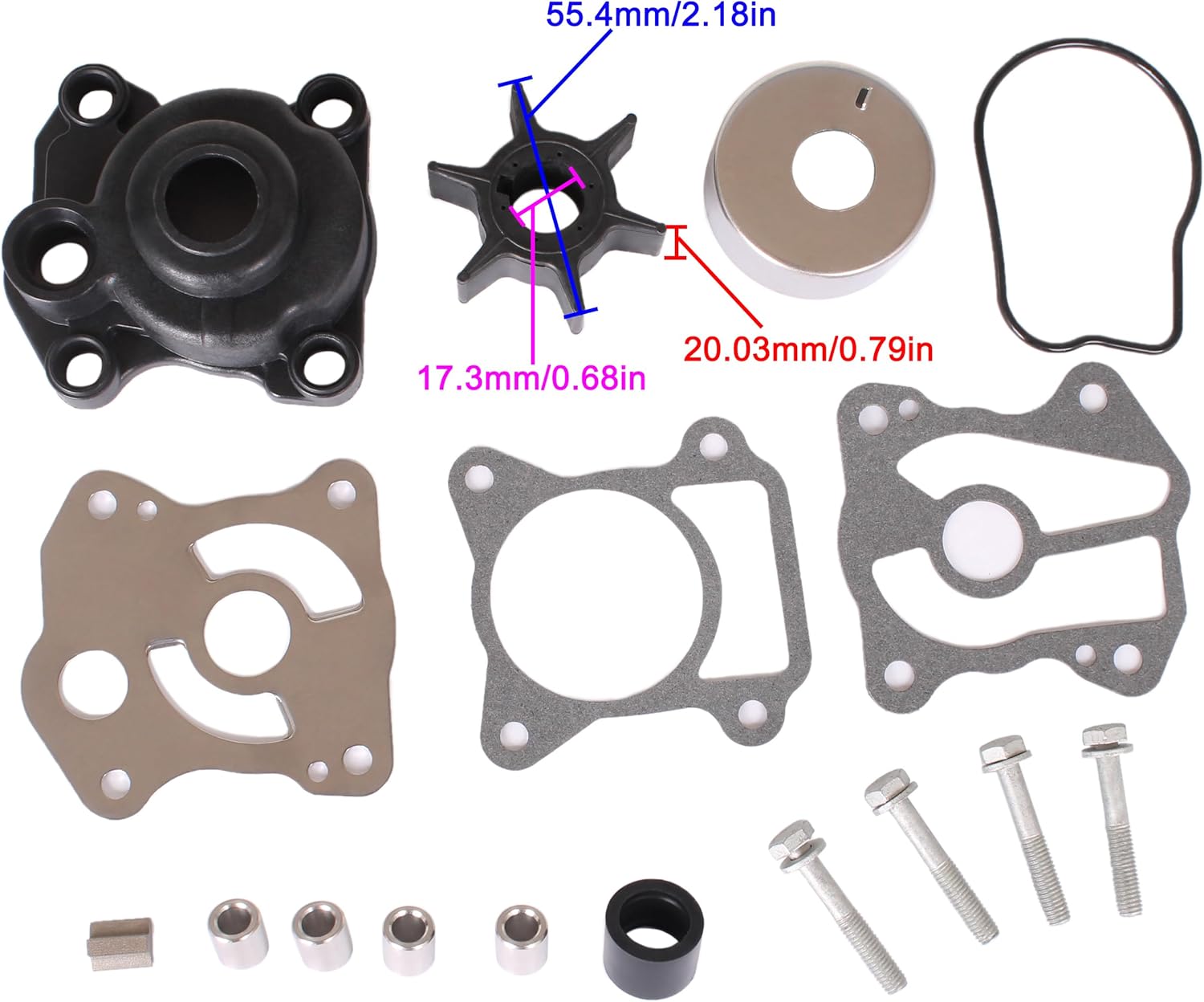 Outboard Engine 06193-ZV5-020 Water Pump Impeller Rebuild Kit with Housing for Honda 35HP 40HP 45HP 50HP BF35A BF40A BF40D BF45A BF50A BF50 Boat Motor 06193-ZV5-010 000 040