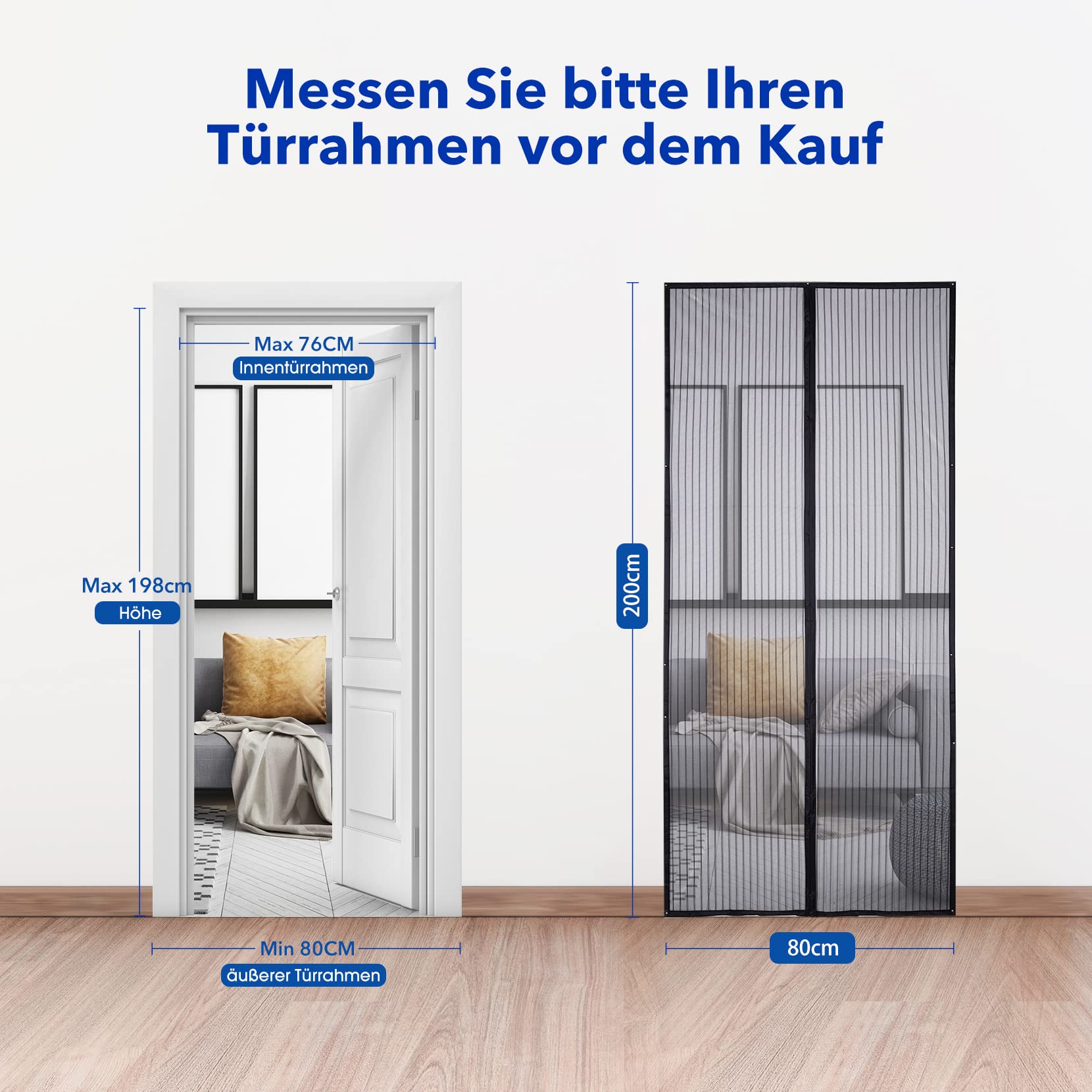 Fly Screen Door 75 X 190 Cm Durable & Breathable, Insects To Keep Bugs - View #3