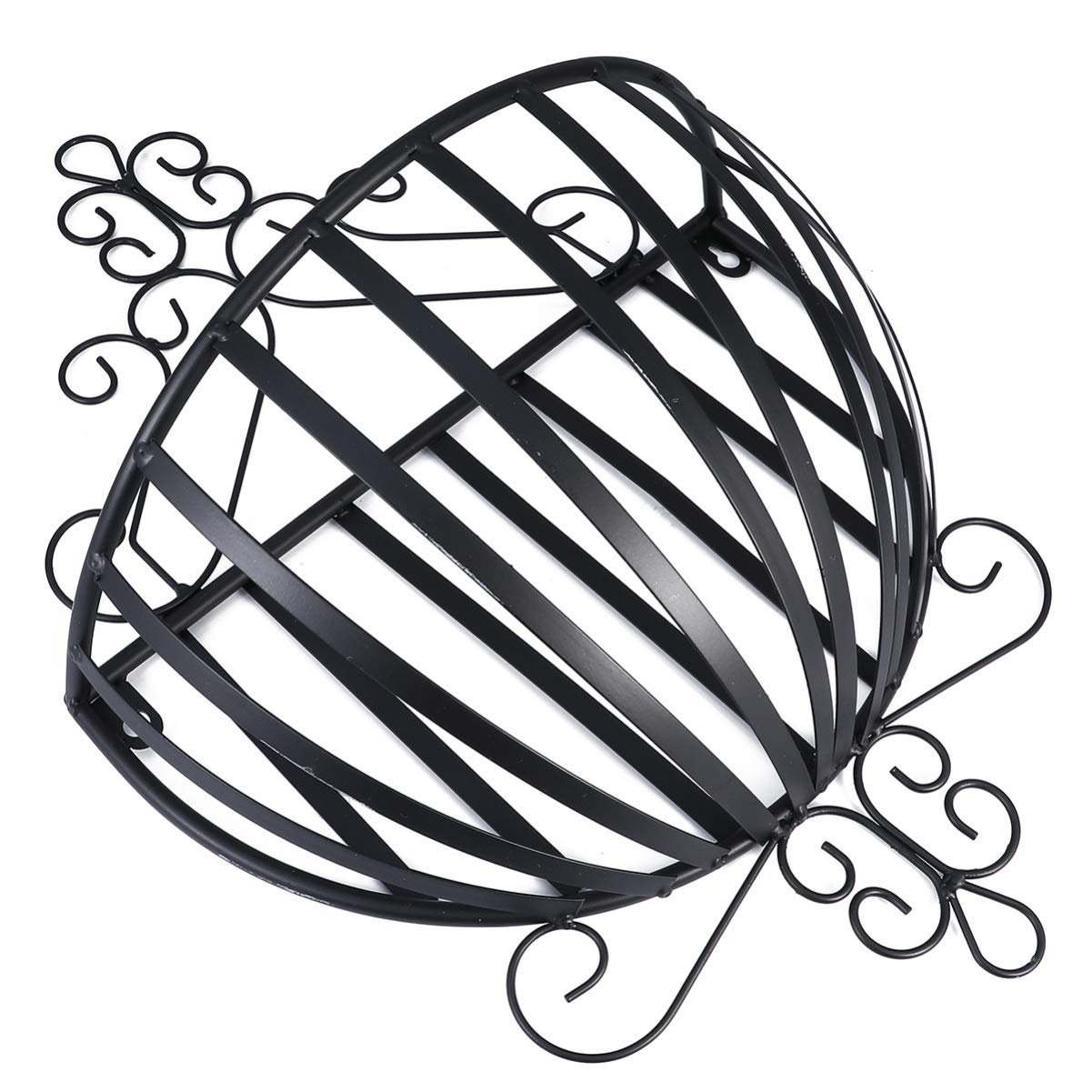 Yardwe Hängend Blumentopf Metall Wand Blumen-Korb Halb Rund Wandvasen Wandmontage Blumenampel Hängeampeln Shabby Landhausstil Balkon Garten Deko Wanddekoration 53x35x16cm Schwarz