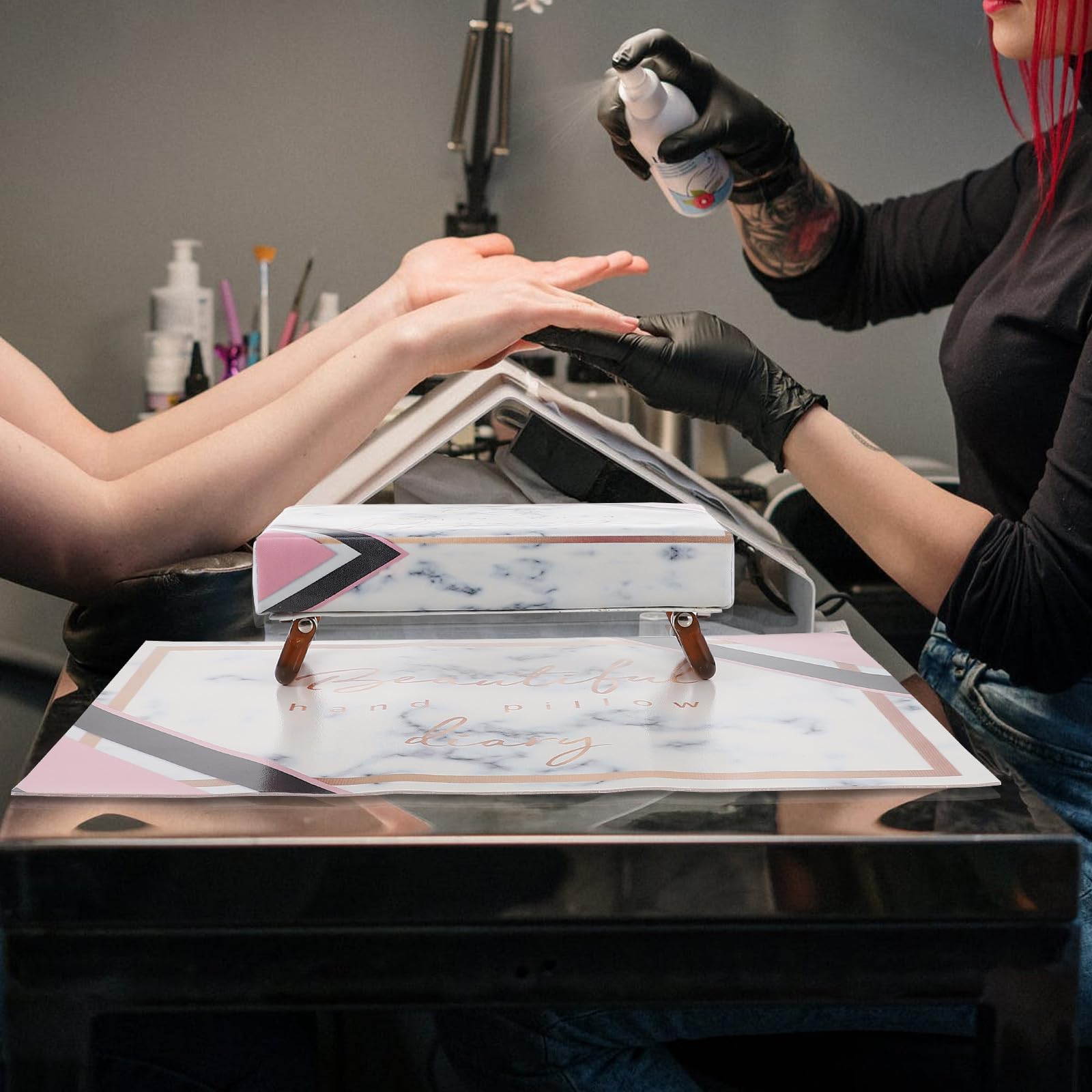ibasenice Cuscino per Mani Manicure in Pu Poggiamani Unghie Morbido e Confortevole Poggiamani per Nail Art Training