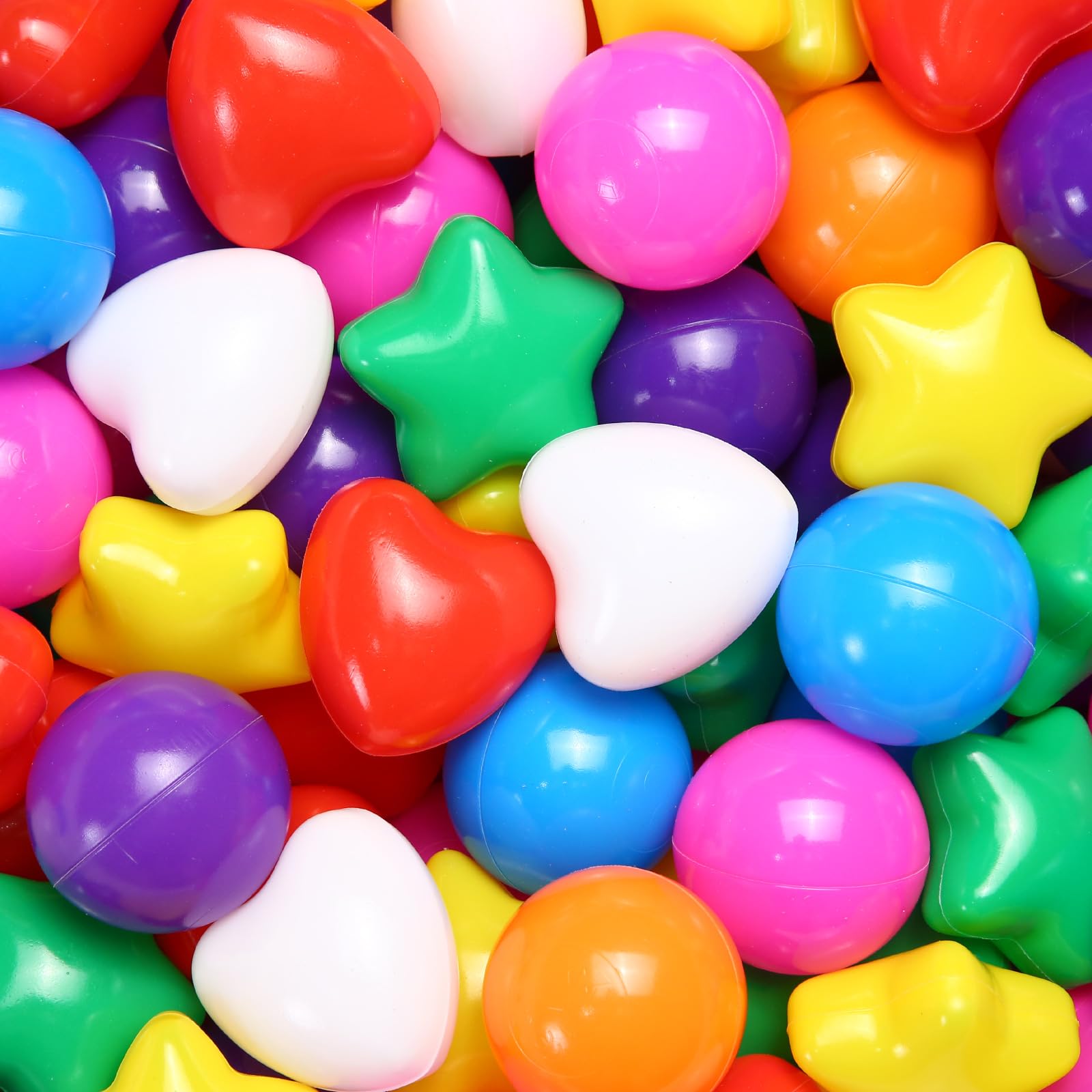 GOGOSO Ball Pit Balls 100 200 500 Pcs,Plastics Balls for Baby Toddlers Kids, Stars Hearts Shape for Pool,Play Tent,Party (Rainbow, 200)