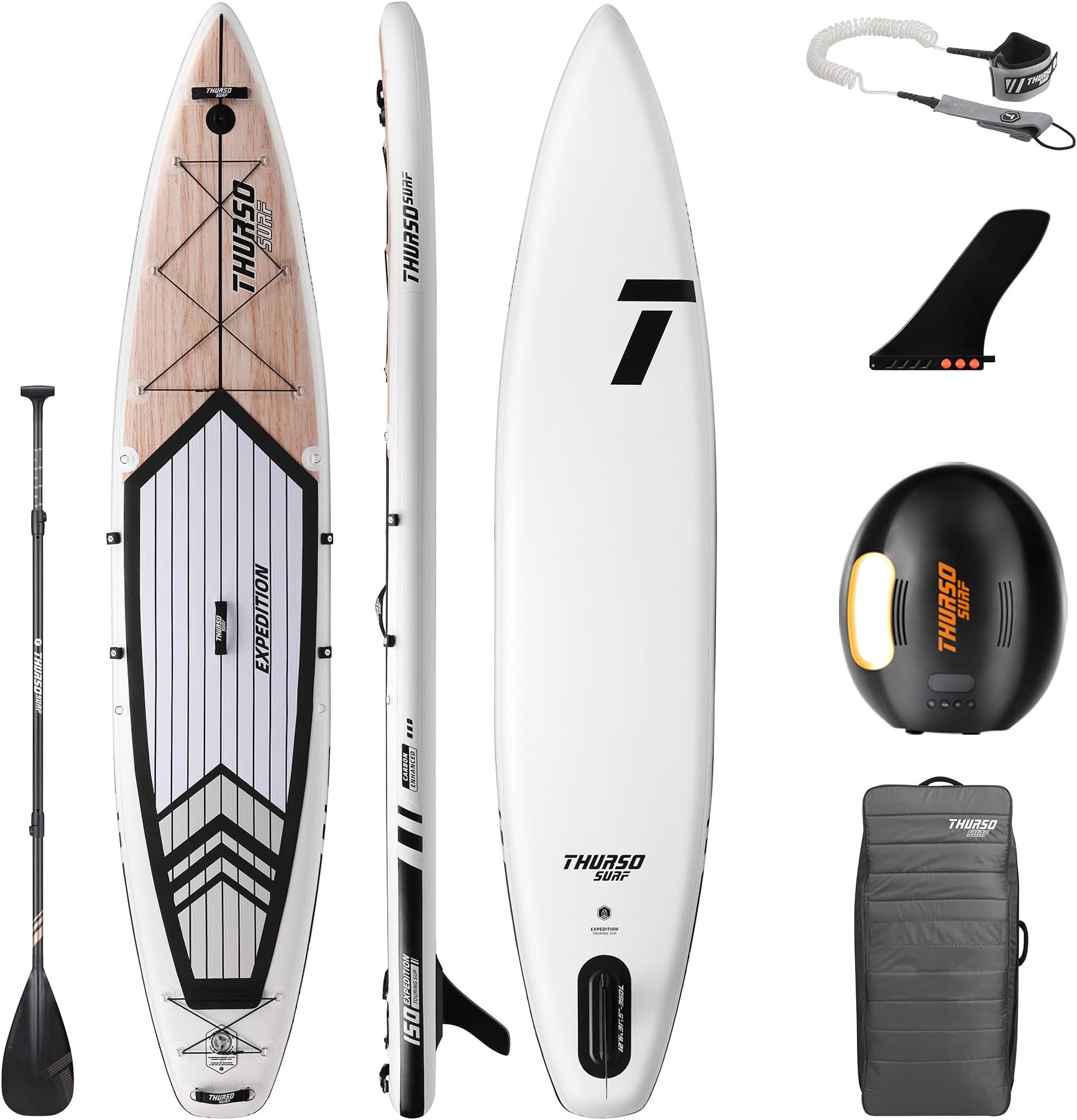 THURSO SURF Expedition Touring Inflatable Stand Up Paddle Board SUP 11'6 | 12'6 Woven Drop-Stitch Two Layer Stabel Non-Slip Deck with SUP Accessories for Adults