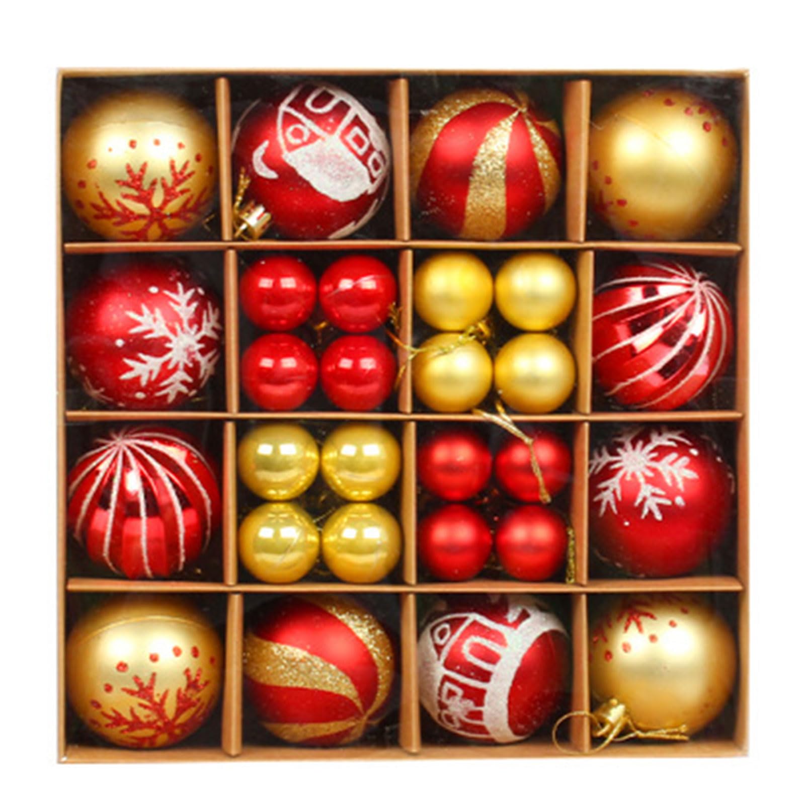 Christmas Ball Ornaments 44 Pcs Christmas Tree Decorations Set 2.4" 1.2" Shatterproof Colorful Balls for Holiday Ball Ornaments Set Shatterproof Green Gold Tree Decorations