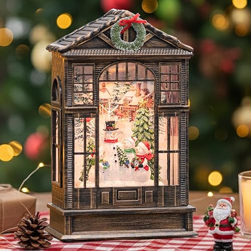 Miniatura 25 de Linterna de globo de nieve de Navidad de 10 pulgadas con cardenal, globos de nieve brillantes iluminados con música y temporizador, decoraciones