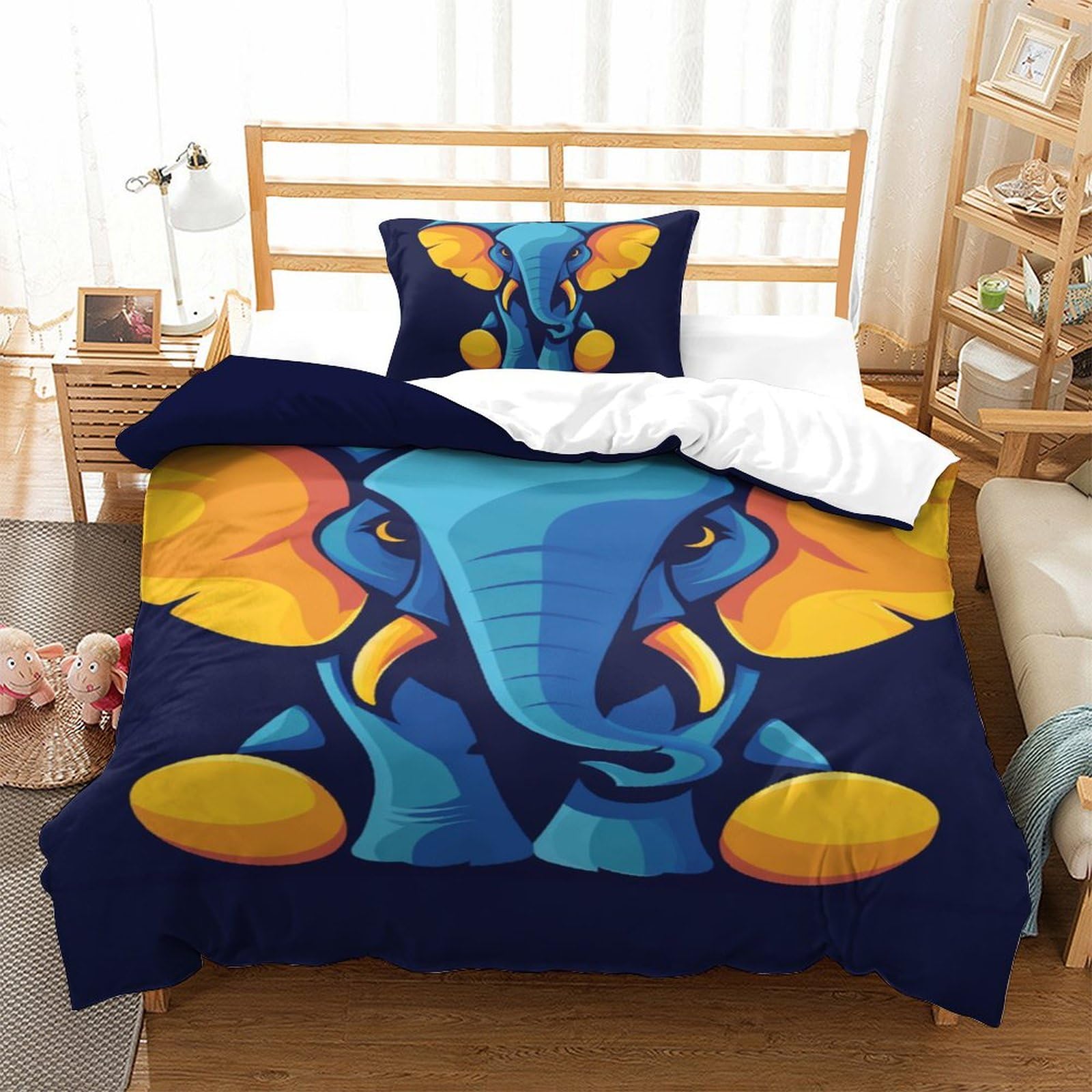 Parure de lit éléphant 135x200 pour transformer la chambre d'enfant en une véritable jungle 3D